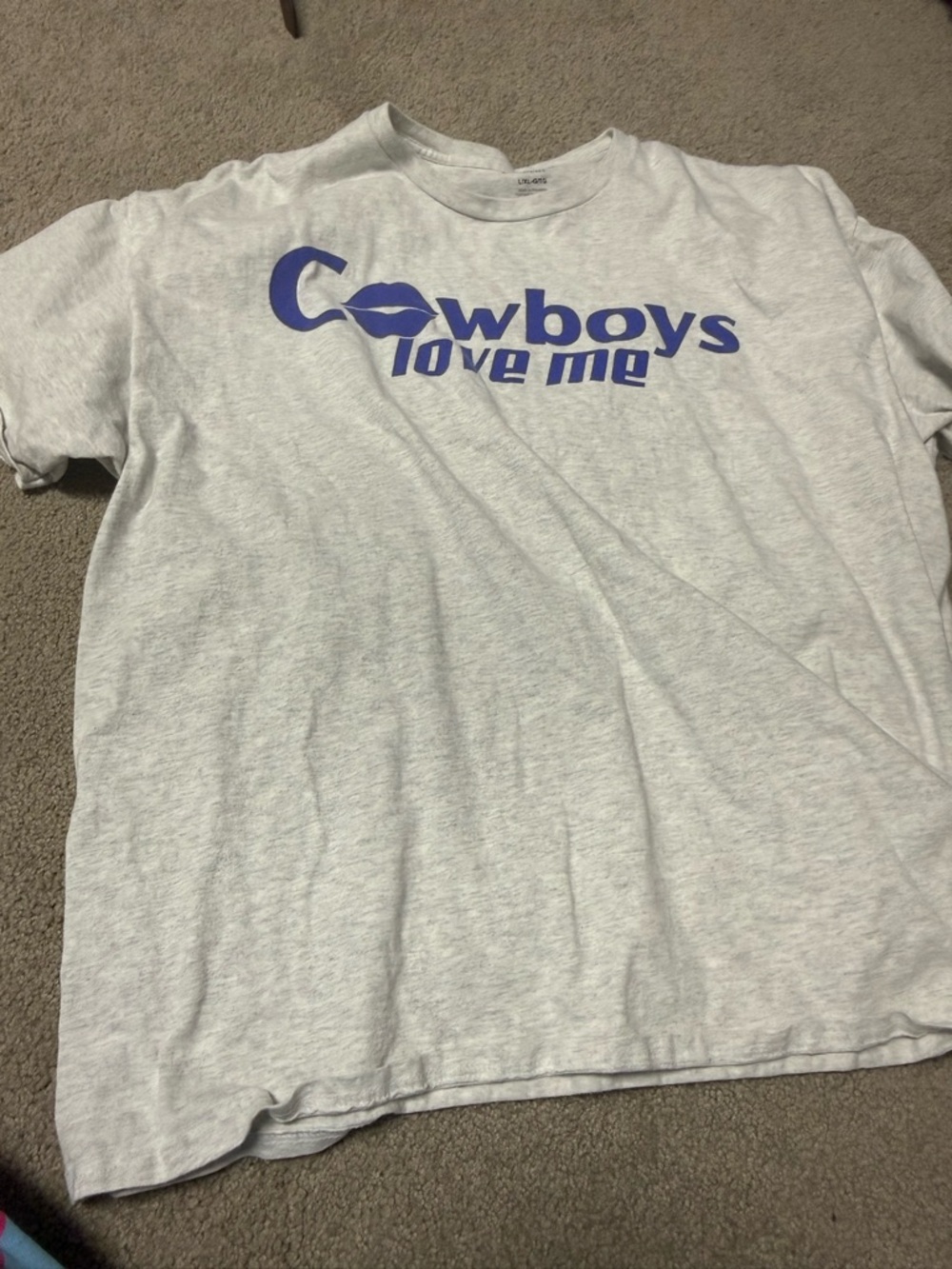 Urban Outfitters Light Gray Tee with Blue 'Cowboys Love Me' Graphic